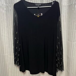 “Anthony’s Original” SZ (XL) Black Sequence Sheer Sleeves Pant Suit NWT “HSN”